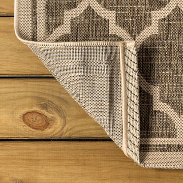 Trebol Moroccan Trellis Textured Weave Indoor/outdoor Runner Rug
